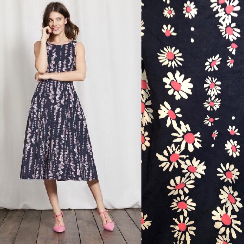 Women's Navy Floral Midi Dress - Brand